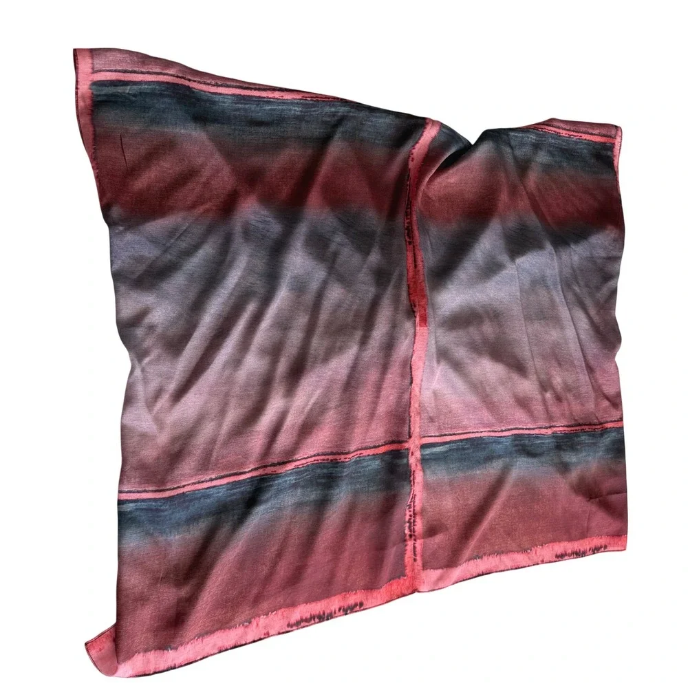 Cocoon House NWT 100% Silk Red Blue Purple Handpainted Shawl Wrap Ruana One Size
